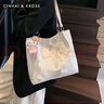 CinvaiKrose包包女包新中式刺繡單肩包女2025新款大容量托特包女 奶油白 曬單實拍圖