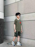 G.DUCKKIDS男童夏裝迷彩套裝軍綠色短袖2025新款兒童演出服男孩時髦潮酷 綠色 130 cm 曬單實拍圖