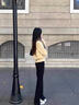 朵世界黑色喇叭褲女春秋2023新款高腰顯瘦馬蹄褲高級感垂墜感微喇西裝褲 黑色 M(96-107斤選擇) 曬單實拍圖
