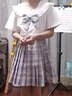 多妙屋女童JK套裝兒童夏季新款學(xué)院風(fēng)洋氣夏裝大童短袖T恤兩件套裙子薄 白色 薄款 140cm 曬單實(shí)拍圖