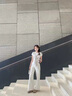 魯雅爾韓版牛仔褲女夏季百搭寬松舒適闊腿褲高級(jí)感氣質(zhì)顯瘦垂感鐮刀褲子 白色 L 曬單實(shí)拍圖