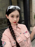 KAMA卡瑪冰絲短褲夏季女 新款涼感連體褲寬松半截褲女 輕薄工裝短褲女 粉色 S 曬單實(shí)拍圖
