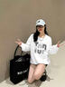 真維斯（Jeanswest）情侶衛(wèi)衣男女同款秋季重磅寬松潮牌痞帥外套通勤百搭圓領(lǐng)打底衫男 【330g重磅】白色(都市灰) XL /180(體重140-160斤左右) 曬單實(shí)拍圖