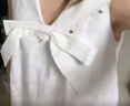 ELLE【明星同款】拾貝少女海軍領連衣裙女2025夏季新款減齡小白裙 白色 L 曬單實拍圖