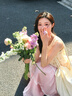 夏蓓朵夏裝搭配一整套輕熟韓系連衣裙子夏多巴胺穿搭奶系甜美兩件套裝女 黃色上衣+粉色半身裙 L 建議105-115斤 曬單實(shí)拍圖