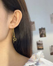 COISE黃金耳環(huán)女999足金愛心耳飾長款耳線五角星耳飾時尚金飾品送老婆 精美玫瑰禮盒-請勿單拍 曬單實拍圖
