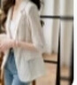 紅蜻蜓薄款西裝外套女2025年夏季新款休閑純色防曬夏季休閑中袖西裝上衣 米杏色 L 曬單實拍圖