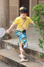 女童傣族服裝兒童少數民族服裝西雙版納異域女孩泰國服舞蹈服夏季 【DZ006】女款-黃藍兩件套 150 cm 曬單實(shí)拍圖