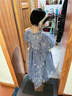OIMG女.童愛莎公主裙兒.童夏季冰雪奇緣泡泡袖連衣裙女寶寶生日禮服裙 連衣裙帶披風(fēng)+ 辮子皇冠魔法棒 120 CM 曬單實(shí)拍圖