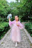 葉余漢服女童夏季古裝裙子2025新款兒童裝超仙連衣裙女孩唐裝夏款短袖 紫色【短袖連衣裙】配四重好禮 150 碼，53-65斤】 曬單實(shí)拍圖