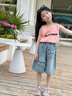 哈羅小黃鴨 HAL.DUCK女童牛仔短褲2025夏裝新款兒童夏季外穿休閑五分中褲女孩大童褲子 牛仔五分褲 120 cm 曬單實(shí)拍圖