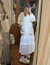 JAVC白色半身裙女春夏2025新款高腰A字中長(zhǎng)款溫柔風(fēng)小個(gè)子蓬蓬蛋糕裙 白色【款】163CM以下 常規(guī) M 建議 【95-110斤】 曬單實(shí)拍圖