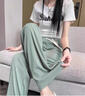 真維斯（JEANSWEST）紫色冰絲闊腿褲女2025新款夏季薄款高腰垂感休閑運動褲顯瘦直筒褲 紫色 正確決定_K_前右上 S 曬單實拍圖