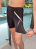 拓勝（TOSWIM）2025新款平角褲速干男款運動(dòng)游泳褲夏季防尷尬專(zhuān)業(yè)級五分褲 黑銀光帶 XL 曬單實(shí)拍圖