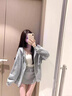 棉致美式重磅復(fù)古純色外套女2025春秋季小個(gè)子寬松慵懶風(fēng)開衫連帽衛(wèi)衣 030灰色【常規(guī)高品質(zhì)28.5】 L 100-120斤 曬單實(shí)拍圖