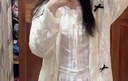 UKMR2025夏季短袖襯衫女蕾絲花邊泡泡袖小衫小清新襯衣甜美遮肉顯瘦 白色 M 建議95-105斤 曬單實(shí)拍圖