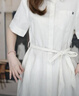 ELAND【亞麻＋棉】衣戀連衣裙女單排多扣翻領(lǐng)裙子2025夏季新款 乳白色(64)Cream S /160 曬單實(shí)拍圖