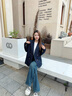 lagogo藏青色雙排扣正肩西裝女拉谷谷2025年秋季新款通勤職場(chǎng)外套 藏青色 S 曬單實(shí)拍圖