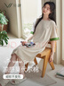 軒靚（XULEN）睡衣女莫代爾棉涼感短袖女連衣裙大碼家居服 62573米杏 L  曬單實(shí)拍圖