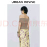 UR2025夏季新款女裝魅力氣質(zhì)通勤斜肩領(lǐng)露肩短袖T恤UWG450106 卡其棕 M 曬單實(shí)拍圖