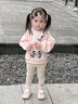 班喜迪女童衛(wèi)衣秋裝2025新款洋氣兒童套頭衣服長(zhǎng)袖小童裝春秋款寶寶上衣 粉色 90 曬單實(shí)拍圖