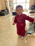 G.DUCKKIDS小黃鴨周歲禮服男寶寶抓周衣服女漢服百日宴百天滿月嬰兒套裝夏季 紅色+香囊 90 建議1~2歲【 80-90cm】cm 曬單實(shí)拍圖