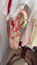 優(yōu)奇嬰兒衣服女寶寶夏季薄款無袖包屁衣嬰兒滿月服女童紅色喜慶周歲服 曬單實拍圖