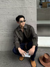 DUUKS翻領(lǐng)pu軟皮夾克外套男2025春秋季新款韓版潮痞帥皮衣休閑男裝上衣 棕綠色 （常規(guī)厚度皮衣） L 131斤-145斤 曬單實(shí)拍圖