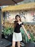 佐敘甜辣妹黑色波點(diǎn)包臀裙女裝夏2025新款半身裙高腰顯瘦A字裙短裙女 杏色 M （90-104斤） 曬單實(shí)拍圖