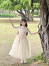 乖奇奇（ALERTCHYCHY）兒童禮服公主裙中國(guó)風(fēng)花童婚禮主持人女童鋼琴演奏演出服古箏服裝 香檳色1247中袖長(zhǎng)款 130 曬單實(shí)拍圖