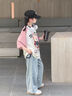 G.DUCKKIDS童裝女童夏裝套裝兒童衣服女大童春秋季25新款短袖闊腿褲兩件套女 白色套裝T346【夏款】 140 尺碼9~10歲【130-140cm】 曬單實拍圖