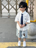 海媽家童裝男童襯衫短袖純棉夏裝2025新款兒童學(xué)院風(fēng)男孩白色襯衣 曬單實拍圖