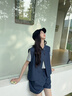 衣典零一（LEDIALYI）薄款牛仔休閑套裝女2025新款夏季時(shí)尚氣質(zhì)通勤t恤馬甲短褲三件套 藏青色 S （建議105斤內） 曬單實(shí)拍圖