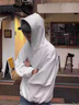 卡圖弛潮流短款boxy連帽衛(wèi)衣男春秋季美式cleanfit外套高街百搭情侶帽衫 白灰色 XL 曬單實(shí)拍圖