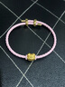 碩萬鑫999足金lulu豬生肖豬手串3D硬金愛心豬diy轉(zhuǎn)運(yùn)珠黃金烤漆豬手鏈女 愛心豬金重0.7-0.8克-送粉色調(diào)節(jié)皮繩 曬單實(shí)拍圖