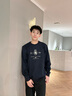 TOMMY HILFIGER25新款秋冬男女柔順雙面布休閑植絨徽章字母圓領(lǐng)衛(wèi)衣40048 藏青色DW5 XL （推薦：165-180斤） 曬單實拍圖