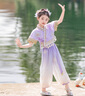 G.DUCKKIDS2025新款夏季國風(fēng)童裝女童漢服套裝時(shí)尚百搭兒童演出服潮款 紫色 90 cm 曬單實(shí)拍圖