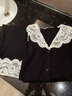 高檔純棉睡衣女冬季長袖女士性感V領(lǐng)黑色寬松可外穿家居服女套裝 黑色條紋蕾絲花邊 M 80-100斤 曬單實拍圖