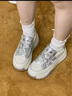 迪芙斯星期六旗下鞋子女款2025年新款夏季小白鞋運動板鞋休閑厚底增高 米色/銀色【百搭輕便透氣】 37 曬單實拍圖