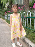 史努比（SNOOPY）童裝女童連衣裙兒童裙子碎花吊帶裙寶寶公主裙夏季 撞色花卉黃色 曬單實(shí)拍圖