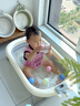 ONLYOU BABY嬰兒洗澡盆寶寶浴盆嬰幼兒坐躺新生兒家用兒童可折疊浴桶小孩洗澡 浴盆+浴架+浴網(wǎng)+懸浮墊+臉盆*3 【安伯灰】（送禮包） 曬單實(shí)拍圖