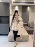 鴨鴨中長(zhǎng)款羽絨服女士2025年冬季新款潮流撞色連帽收腰顯瘦派克服外套 粉色 M 曬單實(shí)拍圖
