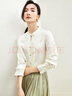 尚都比拉東方簡(jiǎn)奢風(fēng)長(cháng)袖襯衫女春秋高級感新中式國風(fēng)女裝 杏色 XL  曬單實(shí)拍圖