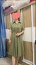 依伊純短袖棉麻連衣裙女收腰顯瘦2025夏季新款韓版氣質(zhì)百搭休閑媽媽裙子 藍(lán)色 M 【建議100斤以下】 曬單實(shí)拍圖