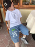 G.DUCKKIDS小黃鴨童裝男童褲子夏季新款兒童牛仔褲中大童薄款百搭休閑中褲 藍色 130 (建議120cm 8-9歲左右)cm 曬單實拍圖