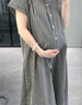 愛(ài)莉安娜孕婦裝復(fù)古文藝格子襯衫中長(zhǎng)款短袖A字女春季2024新款寬 黑色 L【建議100-115斤】 曬單實(shí)拍圖