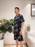 VENTION真絲睡衣男夏季短袖短褲大碼可外穿桑蠶絲家居服禮盒裝送老公 松煙灰【短袖+短褲】 XL 【建議125-140斤】 曬單實(shí)拍圖