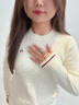 ELLE ACTIVE復(fù)古休閑毛衣女秋冬新款2025插肩修身撞色百搭圓領(lǐng)長袖打底上衣 杏色 M 曬單實(shí)拍圖