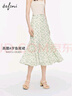 伊芙麗（eifini）伊芙麗魚尾別致碎花半身裙2023夏裝新款設(shè)計感氣質(zhì)雪紡茶歇裙子 淺綠 M 160/64A 曬單實拍圖