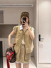 法舒琳拼接套裝女馬甲襯衫女夏季套裝工裝休閑a字半身短裙 藏青色上衣+藏青色半裙 S 建議80-100斤 曬單實拍圖